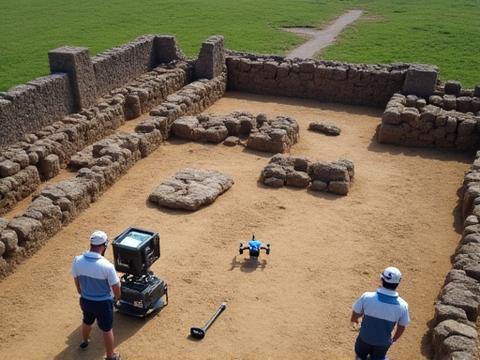 Afbeelding van kasteel ruïne en archeologische bevindingen