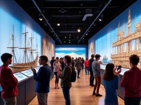 Geïnstalleerde maritieme museumexpositie