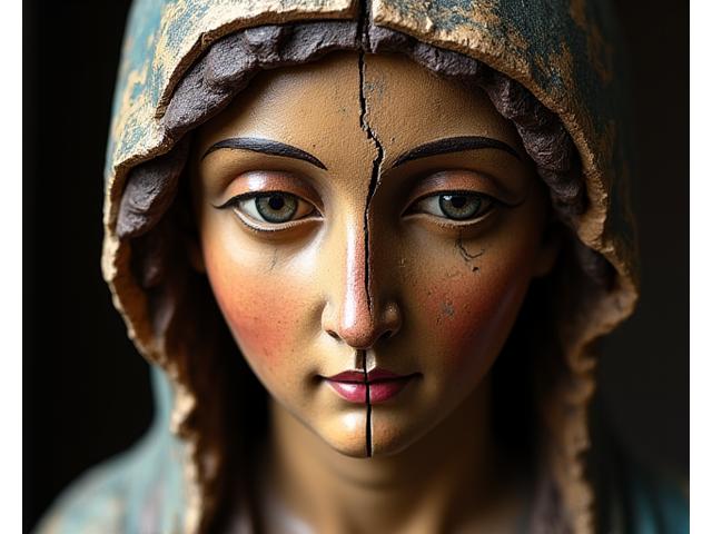 Restauratie van een middeleeuwse houten religieuze sculptuur